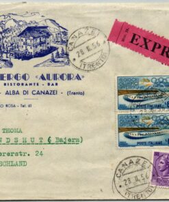 Italia 1956, Cortina Olympic Winter Games Brief Canazei Express gelaufen nach Deutschland, Olympische Spiele