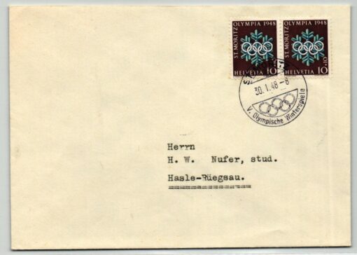 Swiss 1948, Olympische Winterspiele 1948 St. Moritz Olympia mit SST Schnee
