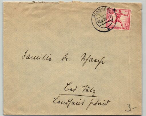 Deutschland 1936, Planegg 12.08.1936 Olympischer Fackellauf Berlin 1936, Brief gelaufen, Olympia, Olympic