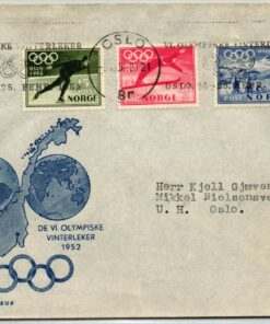 Norge 1952, Oslo Olympic Winter Games, MWST Olympiske Vinterleker Ski Eiskunstlauf Brief gelaufen, Olympische Spiele