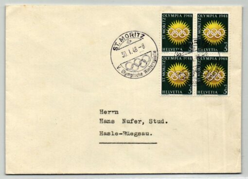 Swiss 1948, Olympische Winterspiele 1948 St. Moritz Olympia mit SST Sonne