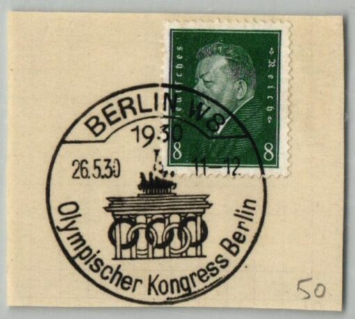 Berlin 1930, Olympischer Kongress Berlin, Briefstück, Olympic Congress 1930