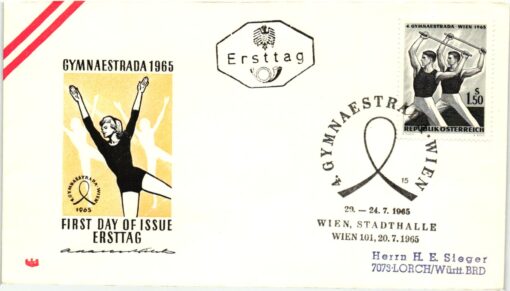 Turnen Österreich, FDC Gymnaestrada 1965 Wien, 2 Briefe Gymnastik Gymnastic – Bild 3