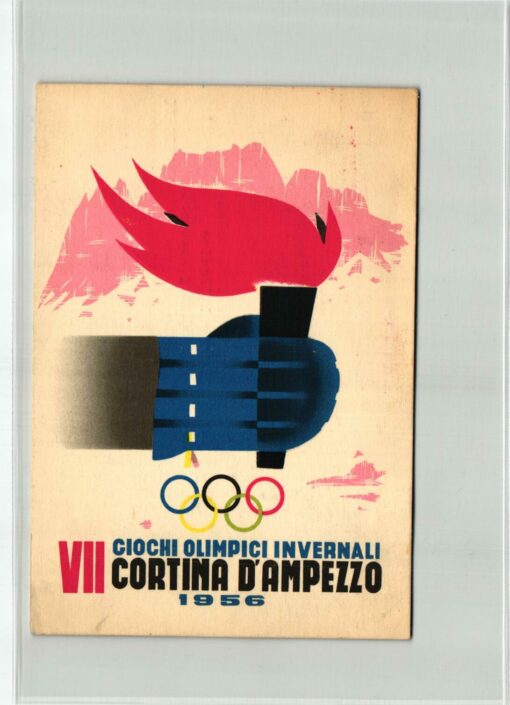 Italia 1956, Cortina Olympic Winter Games Karte mit FST Giochi Olimpici, Vignette und Zusatzstempel, EMA, Olympische Spiele – Bild 2