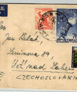 Australia, Melbourne 1956 Olympic Games, Airmail gelaufen nach CSSR , Olympische Spiele