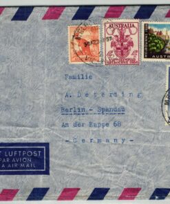 Australia, Melbourne 1956 Olympic Games, Airmail gelaufen nach Deutschland , Olympische Spiele