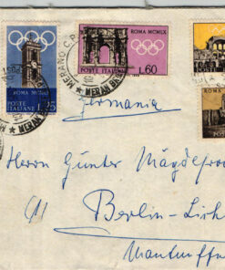 Italia, 1959 Roma 1960 Olympic Games, Brief von Meran nach Berlin, giochi olimpici olimpico, Olympische Spiele