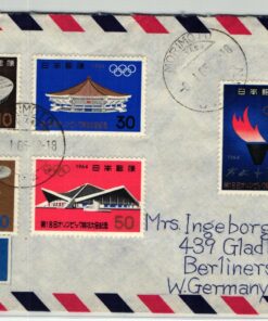 Japan, Tokio 1964 Olympic Games, Luftpost Aimail Brief gelaufen nach Deutschland MORIMOTO Giochi olimpici, olimpico, Olympische Spiele
