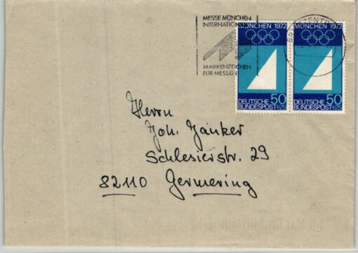 Germany 1972, München Olympic Games, Brief Olympia Frankatur Segeln, Olympische Spiele
