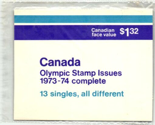 Canada 1976, Montreal Olympic Games, Olympic Stamp Issues 1973-74 13 singles all different set eingeschweisst, Olympische Spiele – Bild 2