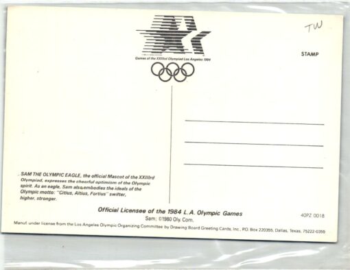 USA 1984, Los Angeles Olympic Games, Karte Go for the Gold Sam the Eagile Mascot, Olympische Spiele – Bild 2