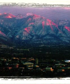 USA 2002, Salt Lake City Olympic Winter Games, Ansichtskarte Stadt und Berge, City and Mountains, Olympische Spiele