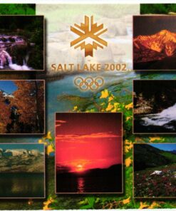 USA 2002, Salt Lake City Olympic Winter Games, Ansichtskarte Ansicht Berge im Sommer, Olympische Spiele