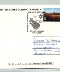 USA 2002, Salt Lake City Olympic Winter Games, Ansichtskarte mit SST Denver Bob 2001 Games Station, Olympische Spiele