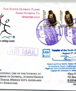Korea 2010, Singapore Youth Olympic Games, Fackellauf Olympia Transfer Youth Olympic Flame Sonderflug Berlin-Dakar-Mexico-Seoul City , Jugend Olympische Spiele