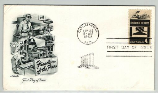 USA 1958, Olympic Games, Greek Temple, Freedom of the Press FDC, Olympische Spiele