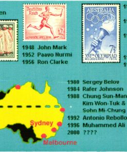 AK Postcard Olympic Games, Torchbearers of the Twentieth Century, 1936-2000, Socety of Olympic Collectors