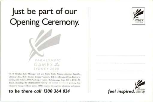 AK Postcard Olympic Games, Kylie Minoge a part of Openig Ceremony Sydney 2000, Paralympic Games – Bild 2