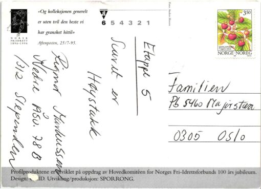 AK Postcard Olympic Games, Norsk Friidrett 1896-1996 NOK Norwegen Olympic Comitee – Bild 2