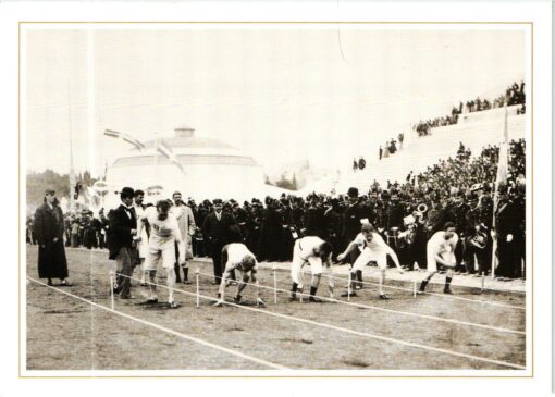 AK Postcard Olympic Games, 100m Vorlauf Athen 1896, Foto Albert Meyer, Olympische Spiele, olimpiadi