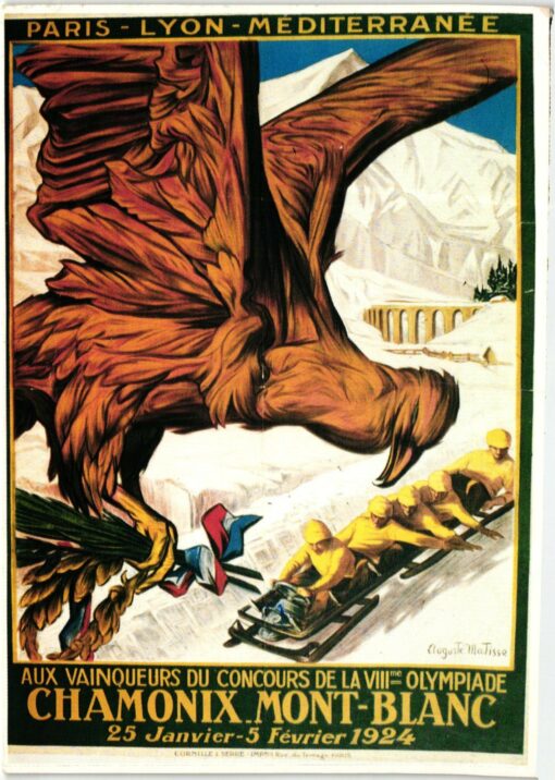 AK Postcard Olympic Games, Chamonix Mont Blanc 1924 Winter Plakat, Olympische Spiele, olimpiadi