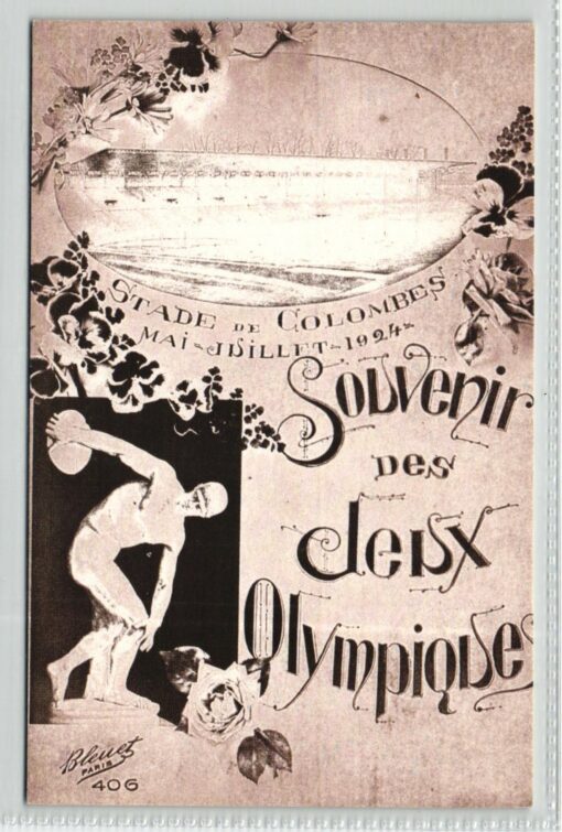 AK Postcard Olympic Games, Paris Stade Colombes 1924 Plakat, Olympische Spiele, olimpiadi