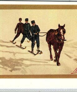 AK Postcard, Carlo Pellegrini Photoglob n. 3318 Ski Jöring, Zürich, Sport