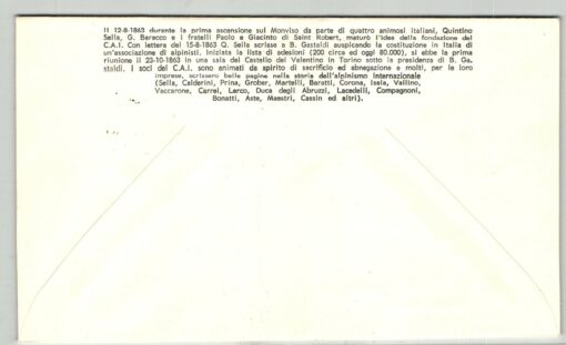 Italia 1963, FDC Centenario Club Alpino Italiano, Alpenverein Italien, Berg, Pickel, Mi. 1142, Torino Filatelico – Bild 2