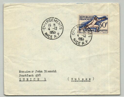 France 1953, Fechten, Escrime, Nice gelaufen nach Schweiz