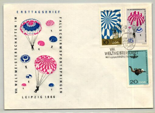 DDR VIII. Weltmeisterschaft Fallschirm Sport Springen, 1966 Leipzig FDC