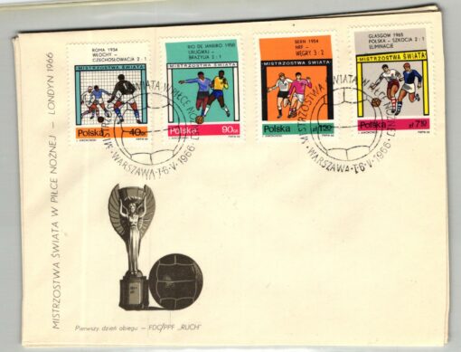 Polska Fußball WM FDC 1665-1672 + B38 (3 Briefe) London 1966 soccer
