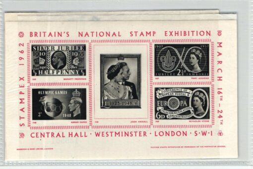 UK STAMPEX 1962 Britain's National Stamp Exhibition Westminster London bloc M/S MNH