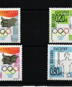 Bulgaria 2004, Athen Olympic Games, Fackellauf Torch Relay 4 Briefmarken, Olympische Spiele