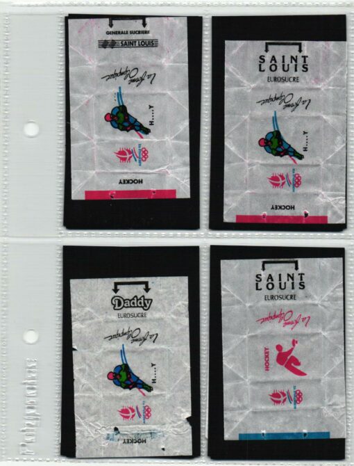 Zuckerpapier sucre ALBERTVILLE - Olympic Games 1992 Eishockey Hockey 10 Stück Sugar / EUROSUCRE – Bild 2