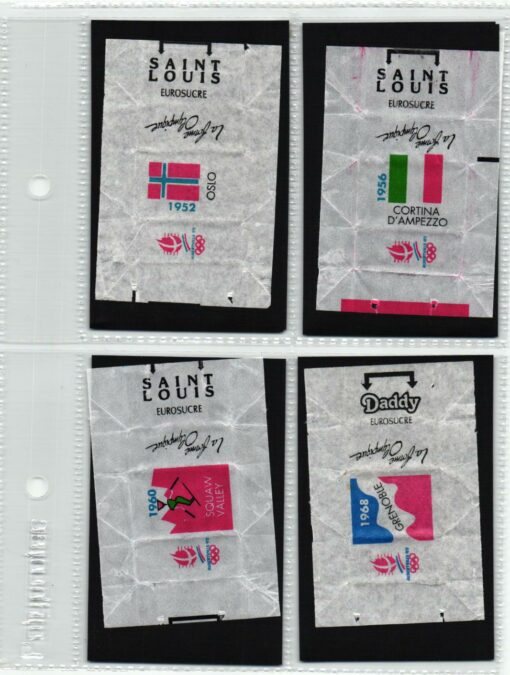 Zuckerpapier sucre ALBERTVILLE - Olympic Games 1992 Oslo, Cortina, Grenoble, Sapporo 6 Stück Sugar / EUROSUCRE