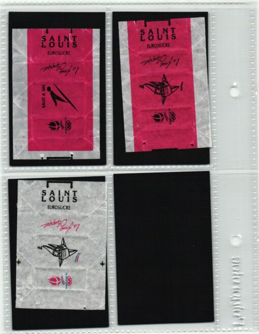 Zuckerpapier sucre ALBERTVILLE - Olympic Games 1992 Saut a Ski Skispringen 7 Stück Sugar / EUROSUCRE – Bild 2