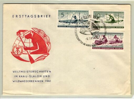 DDR, Berlin 1961 Weltmeisterschaft Kanu Slalom und Wildwasserrennen, Canoe sport FDC