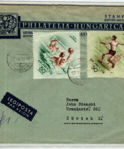 Magyar 1953, Budpest Wasserball, Diskus, Luftpost Brief gelaufen