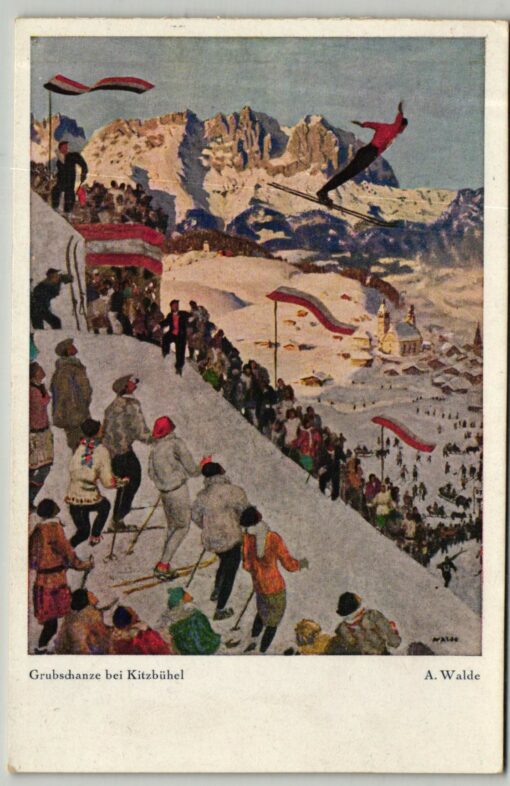 Austria, Kitzbühl i. Tirol Grubschanze Meisterschaft 1925 Skispringen, Skiing ski jumping Postkarte