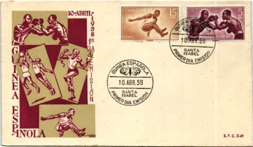 Guinea Espanola, 1958 Santa Isabel FDC, Sport 2 Briefe – Bild 3