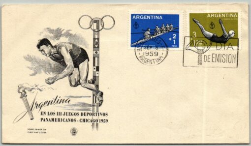 Argentina Buenos Aires 1959, Laufen, Basket, Boxen, Rudern, Turmspringen 2 Briefe