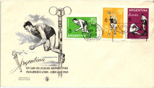 Argentina Buenos Aires 1959, Laufen, Basket, Boxen, Rudern, Turmspringen 2 Briefe – Bild 3