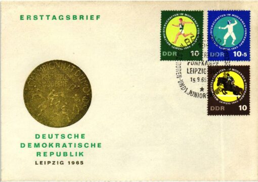 DDR Berlin 1965, Leipzig Moderner Fünfkampf Weltmeisterschaften, Fechten Laufen Reiten Schießen Schwimmen 2 Briefe – Bild 3