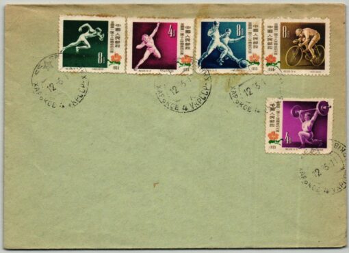 China, 1955 Sport Gewichtheben Kugelstossen Frauen Radfahren Fussball 