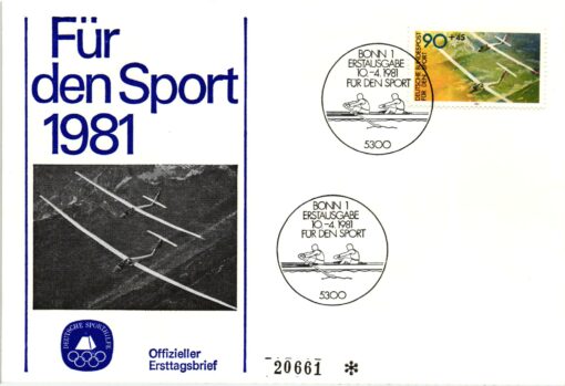 Bundespost, Bonn 1981, Für den Sport 2 FDC numeriert Sporthilfe Segelflug, Rudern