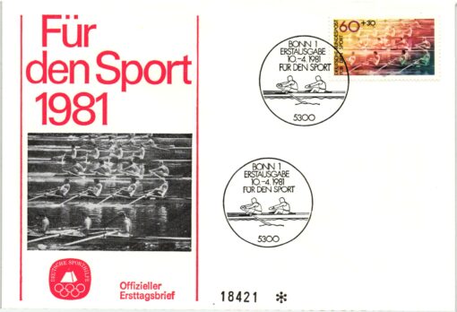 Bundespost, Bonn 1981, Für den Sport 2 FDC numeriert Sporthilfe Segelflug, Rudern – Bild 3
