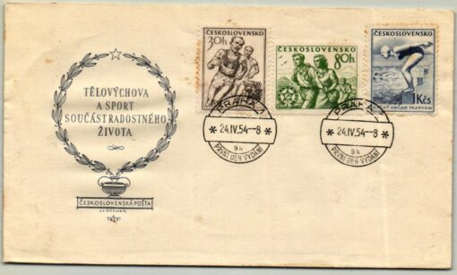 CSR Gottwaldov 1953, Volleyball, Motorrad, Speerwurf FDC