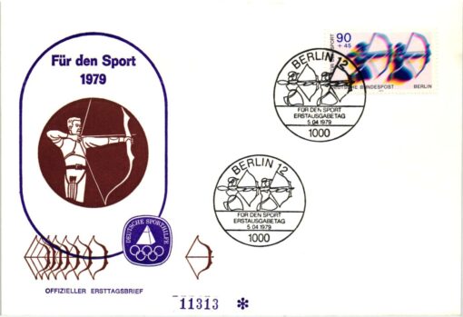 Bundespost Berlin 1979, Für den Sport Laufen Bogenschießen 2 FDC – Bild 3