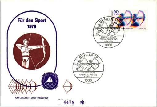 Bundespost Berlin 1979, Für den Sport Laufen Bogenschießen 2 FDCs – Bild 3