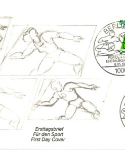 Bundespost Berlin 1980, Für den Sport, Speerwurf Gewichtheben Wasserball, 3 FDC